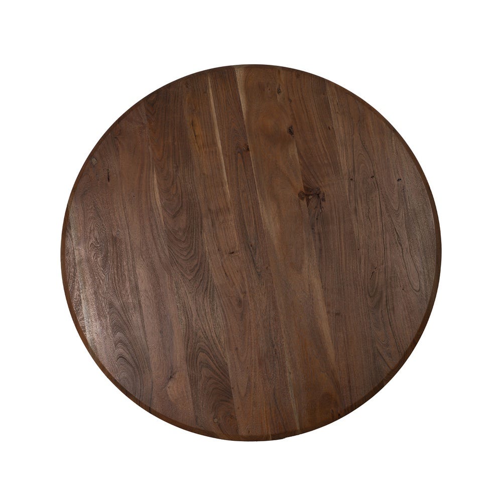 Table À Manger Ronde Marron Bois D'acacia Ixia 130cm – Image 7