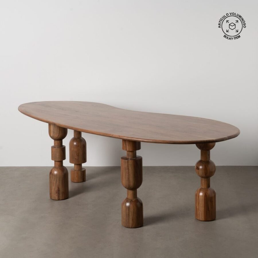Table À Manger Organique Marron Bois D&rsquo;acacia 240cm