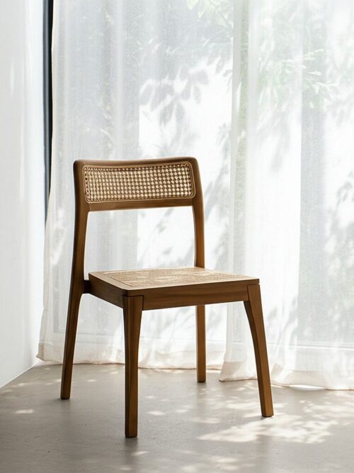 Chaise Naturel Teck Massif Rotin Ixia 55x53x79,5cm