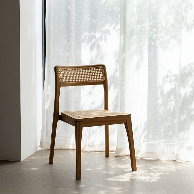 Chaise Naturel Teck Massif Rotin Ixia 55x53x79,5cm