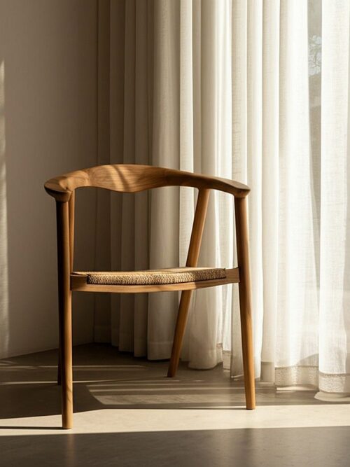 Chaise Naturelle Teck Et Fibre Tressée Ixia 76cm