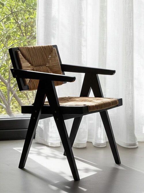 Chaise Noir Teck Et Pandan Ixia 76,5 cm