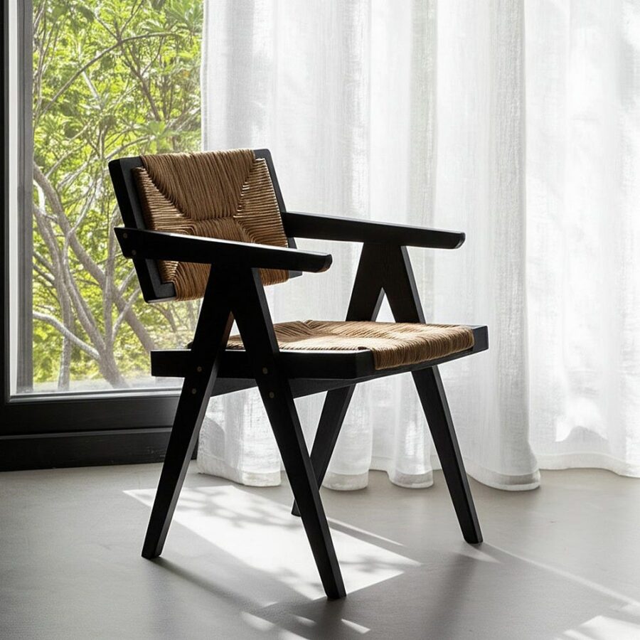 Chaise Noir Teck Et Pandan Ixia 76,5 cm