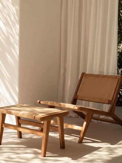 Fauteuil Naturel Bois Teck Ixia 60x93x64 cm
