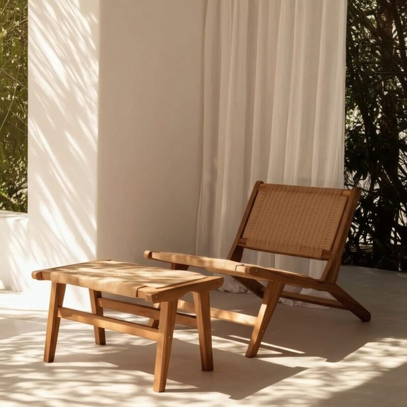 Fauteuil Naturel Bois Teck Ixia 60x93x64 cm