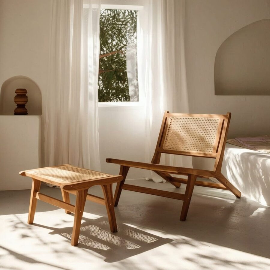 Repose-Pieds Naturel Teck Massif Ixia 60.5cm