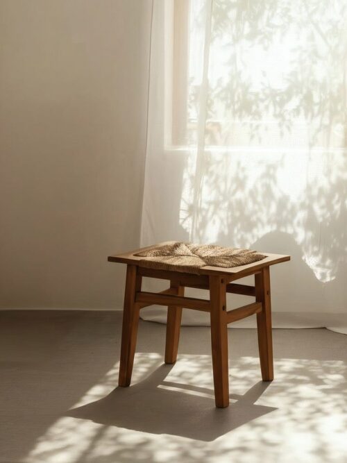 Tabouret Naturel Teck Fibres Mendong Ixia 49cm