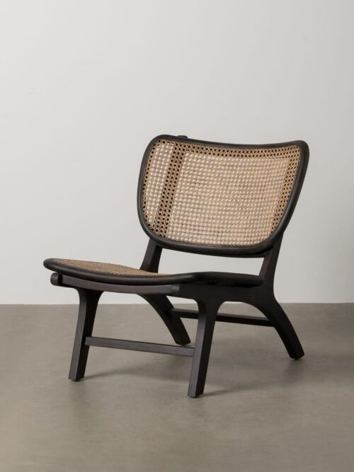 Fauteuil Noir Rotin Et Bois De Mahogany Ixia 84cm