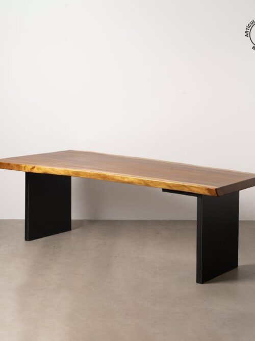 Table à Manger Marron Bois Métal Ixia 200cm