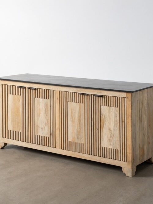 Buffet Bois Manguier Et Marbre Ixia 179cm