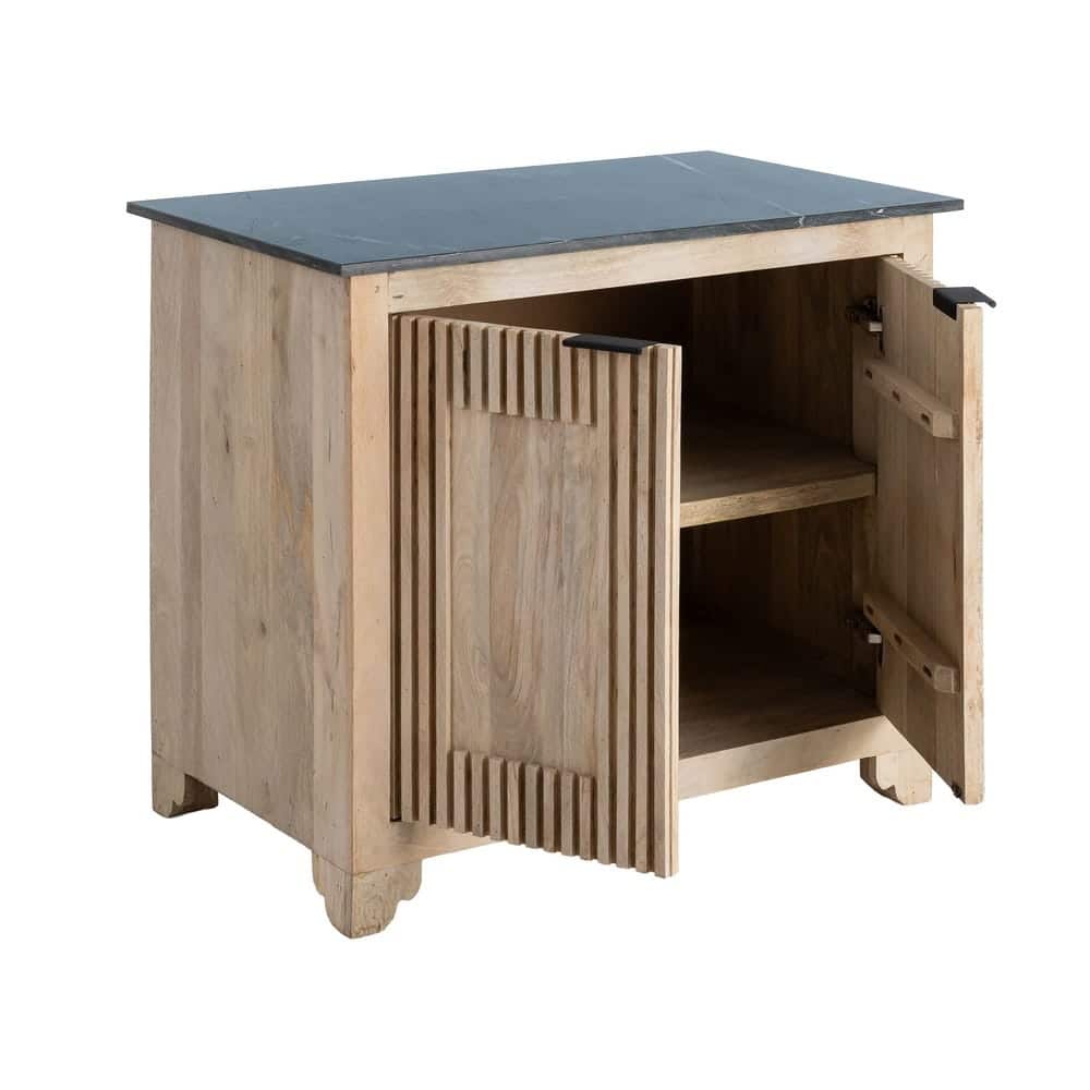 Buffet Bois De Manguier Et Marbre Ixia 95cm – Image 2