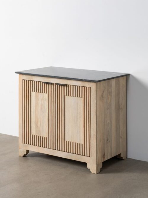 Buffet Bois De Manguier Et Marbre Ixia 95cm
