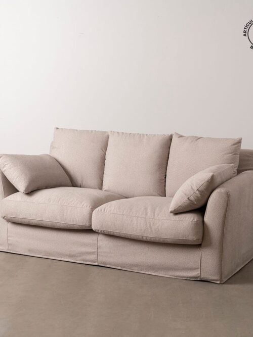 Canapé 3 Places Beige Tissu Bouclette Ixia 200cm