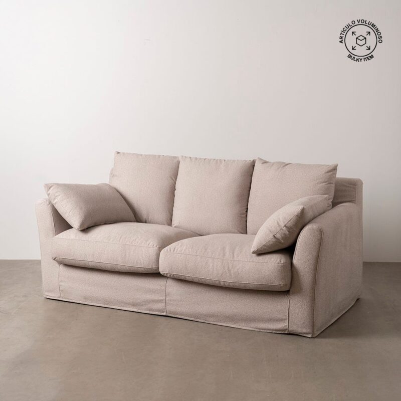 Canapé 3 Places Beige Tissu Bouclette Ixia 200cm