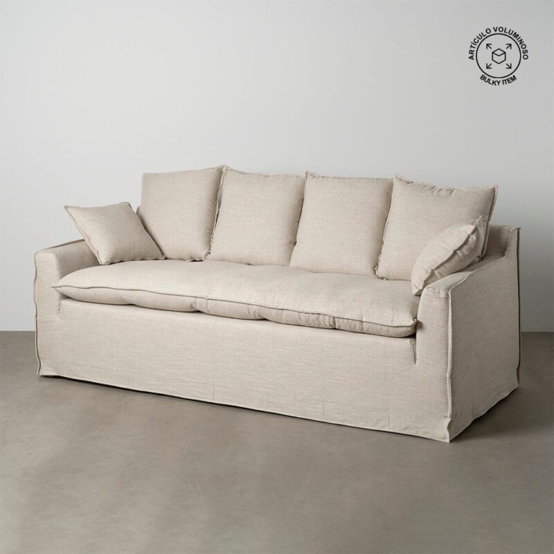 Canapé 4 Places Étoffe Beige Ixia 220cm