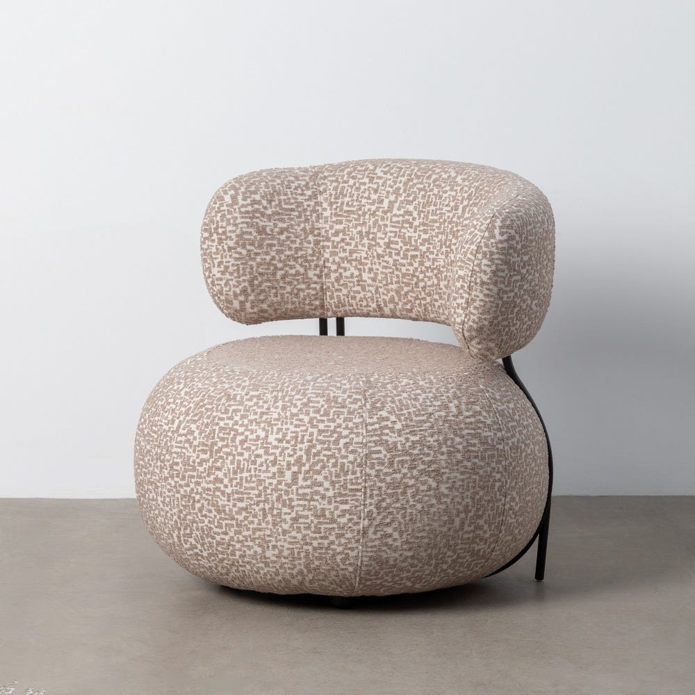 Fauteuil Beige Tissu Métal Ixia 73x76x75cm – Image 2