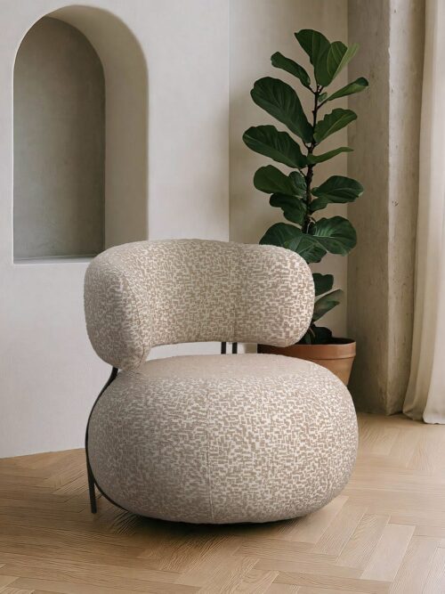 Fauteuil Beige Tissu Métal Ixia 73x76x75cm