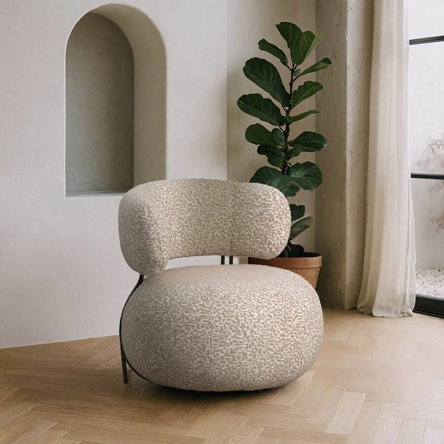 Fauteuil Beige Tissu Métal Ixia 73x76x75cm