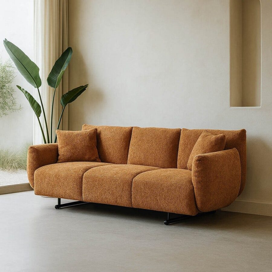 Canapé Ocre Tissu Bouclé Ixia 230cm