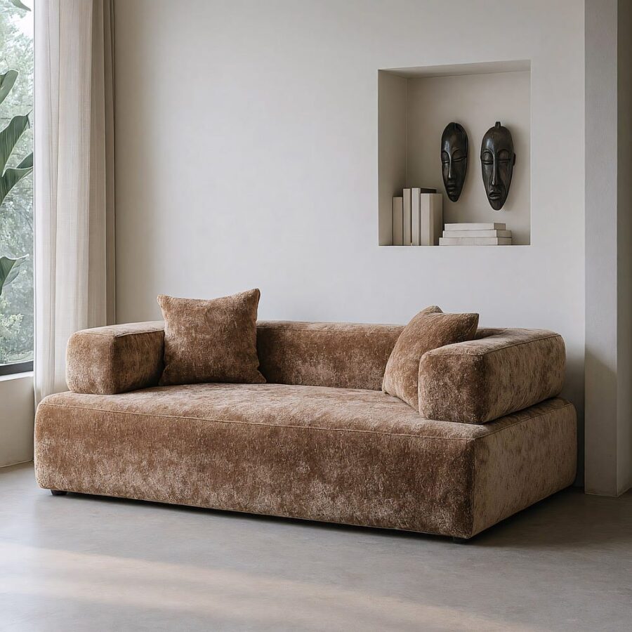 Canapé 3 Places Beige Tissu Polyester Ixia 200cm