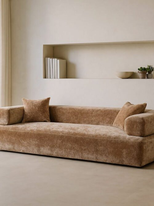 Canapé 3 Places Beige Velours Ixia 245cm