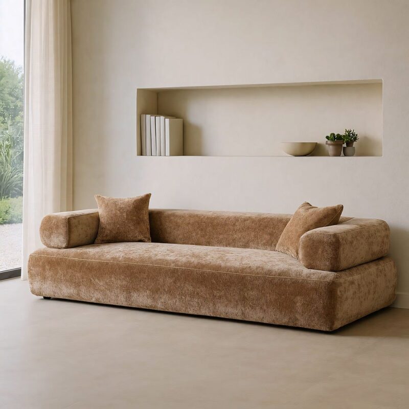 Canapé 3 Places Beige Velours Ixia 245cm