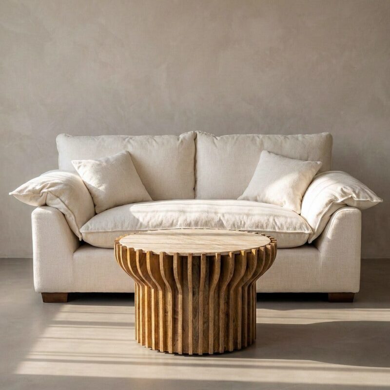 Canapé 2 Places Crème Polyester Lin Ixia 178cm