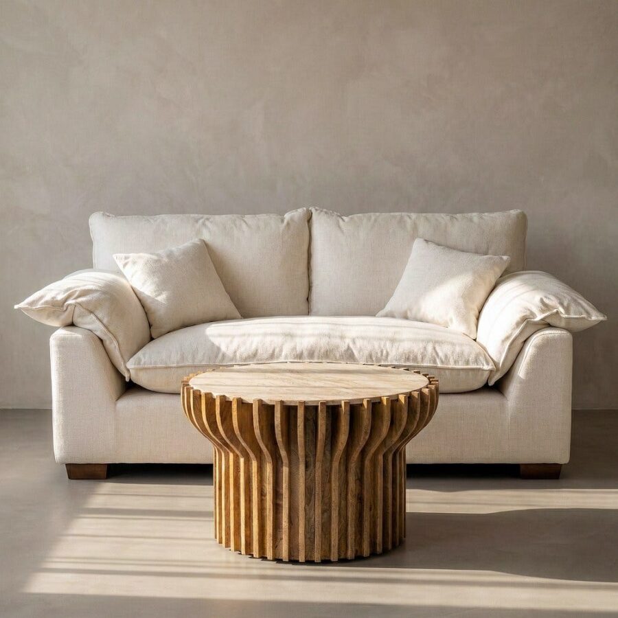 Canapé 2 Places Crème Polyester Lin Ixia 178cm