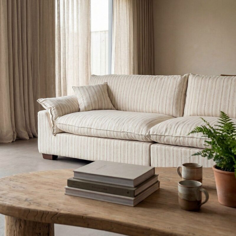 Canapé 4 Places Crème Tissu Ixia 282cm