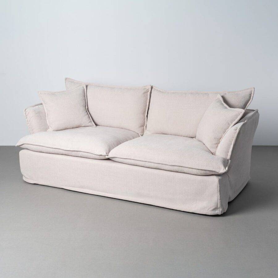 Canapé 3 Places Crème Bouclette Ixia 221cm