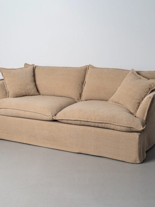 Canapé 3 Places Beige Tissu Ixia 221cm
