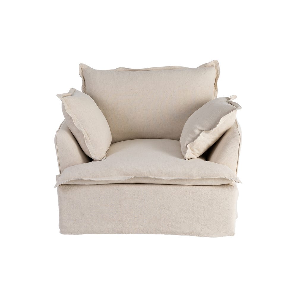 Fauteuil Beige Lin Coton Ixia 115cm – Image 2