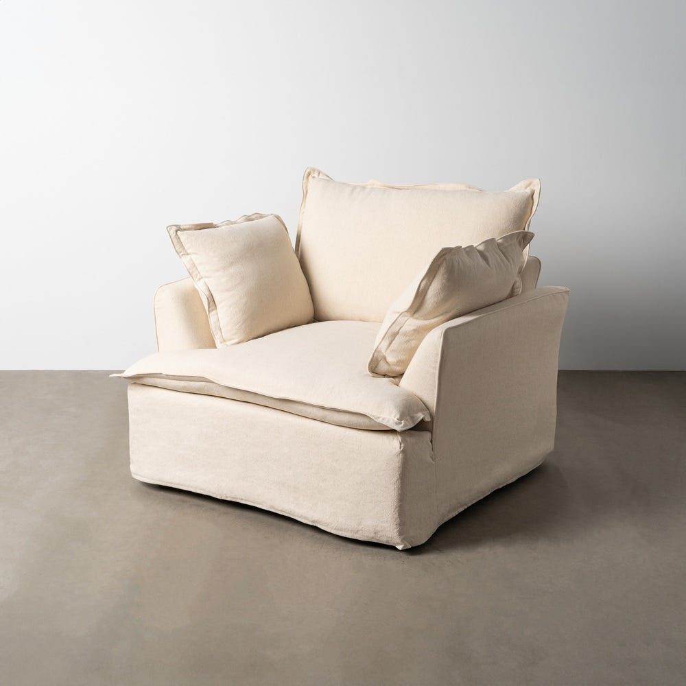Fauteuil Beige Lin Coton Ixia 115cm