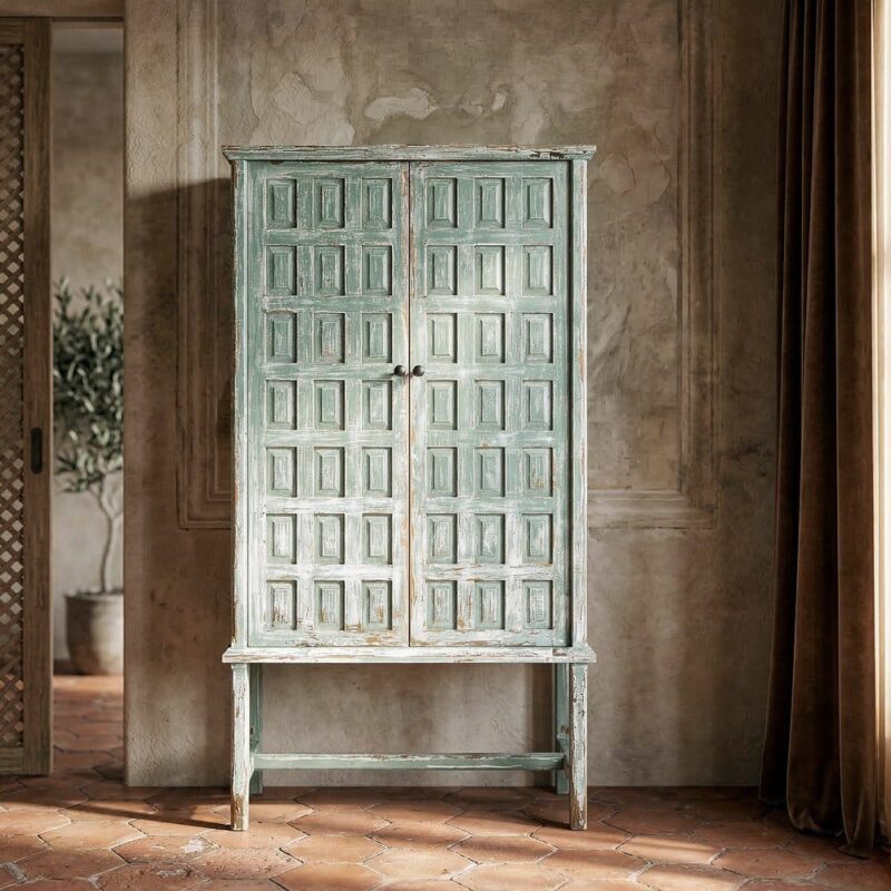 Armoire Bleue Bois Recyclé Ixia 181cm