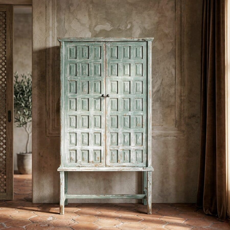 Armoire Bleue Bois Recyclé Ixia 181cm