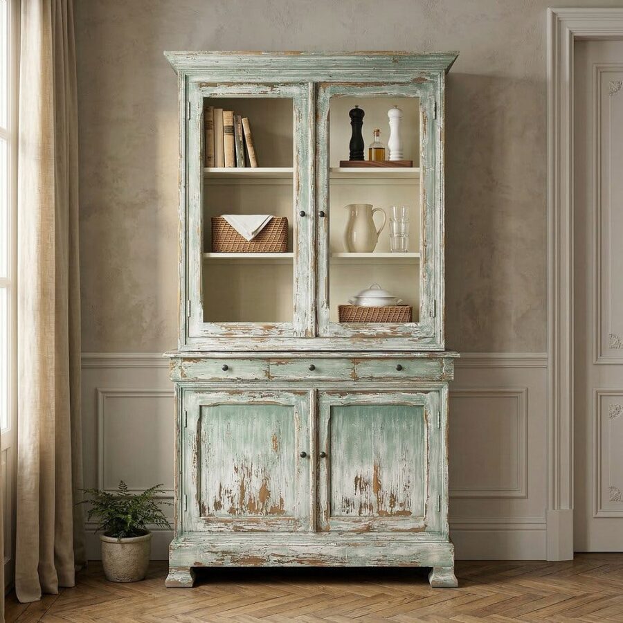 Vaisselier Vert Bois Recyclé Ixia 218cm