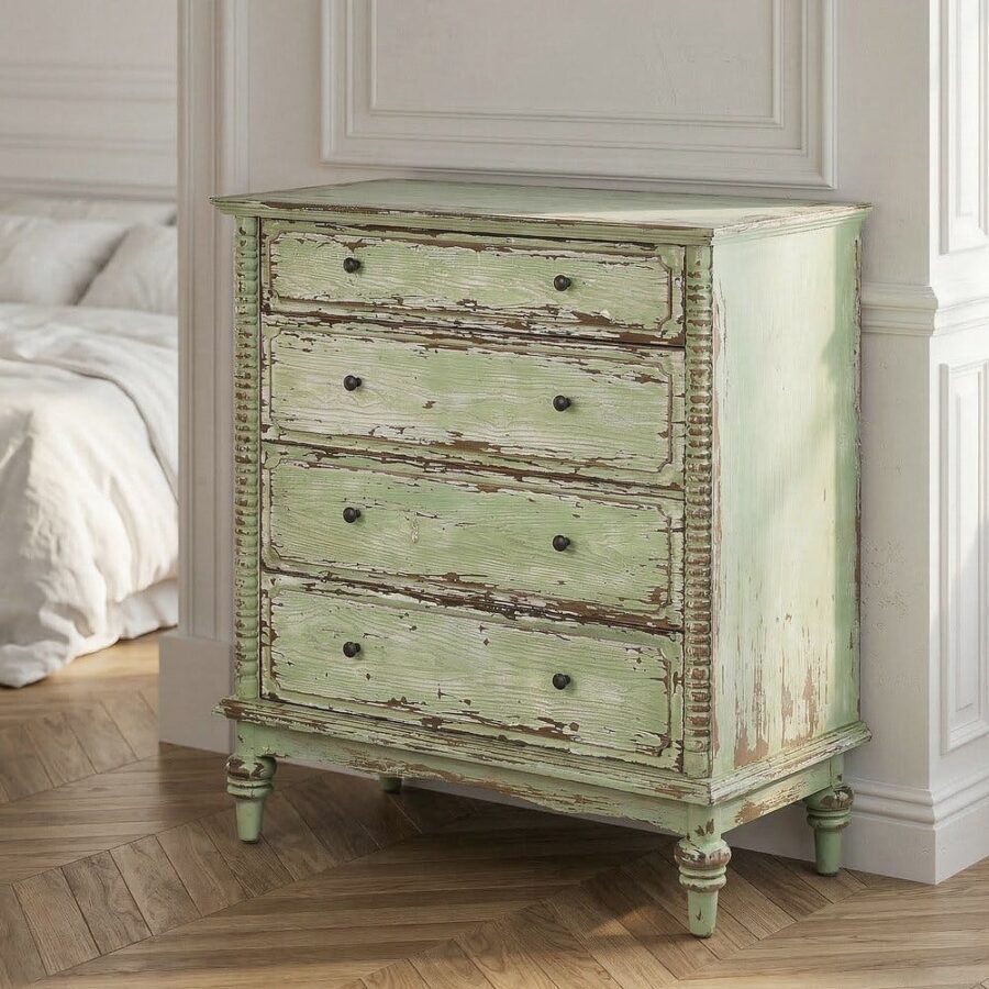 Commode Verte Bois Recyclé Ixia 95cm