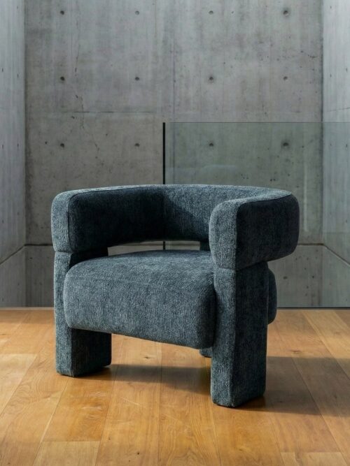Fauteuil Bleu Tissu Polyester Ixia 81cm