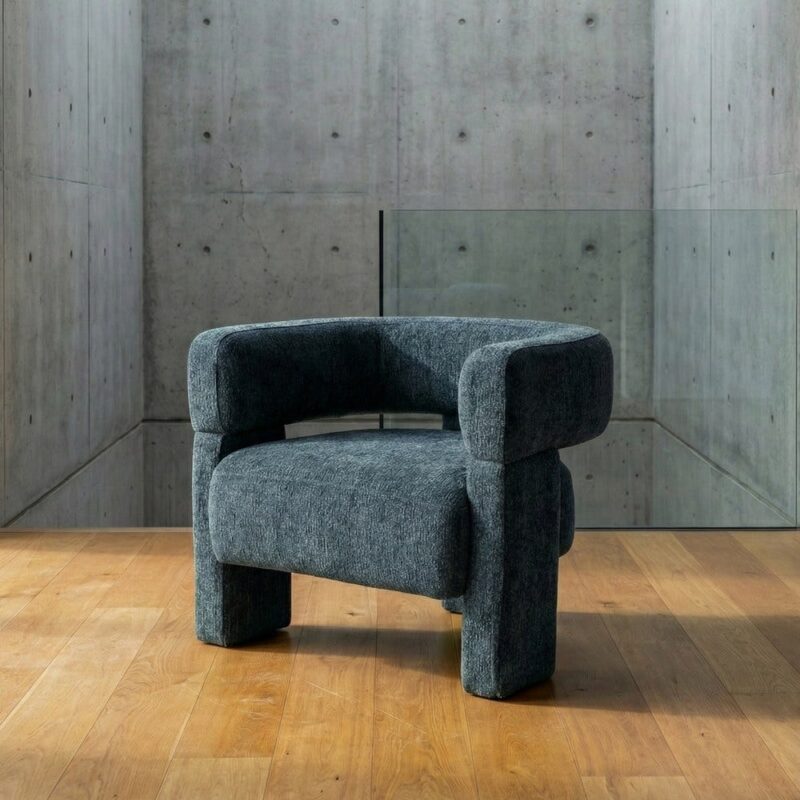 Fauteuil Bleu Tissu Polyester Ixia 81cm