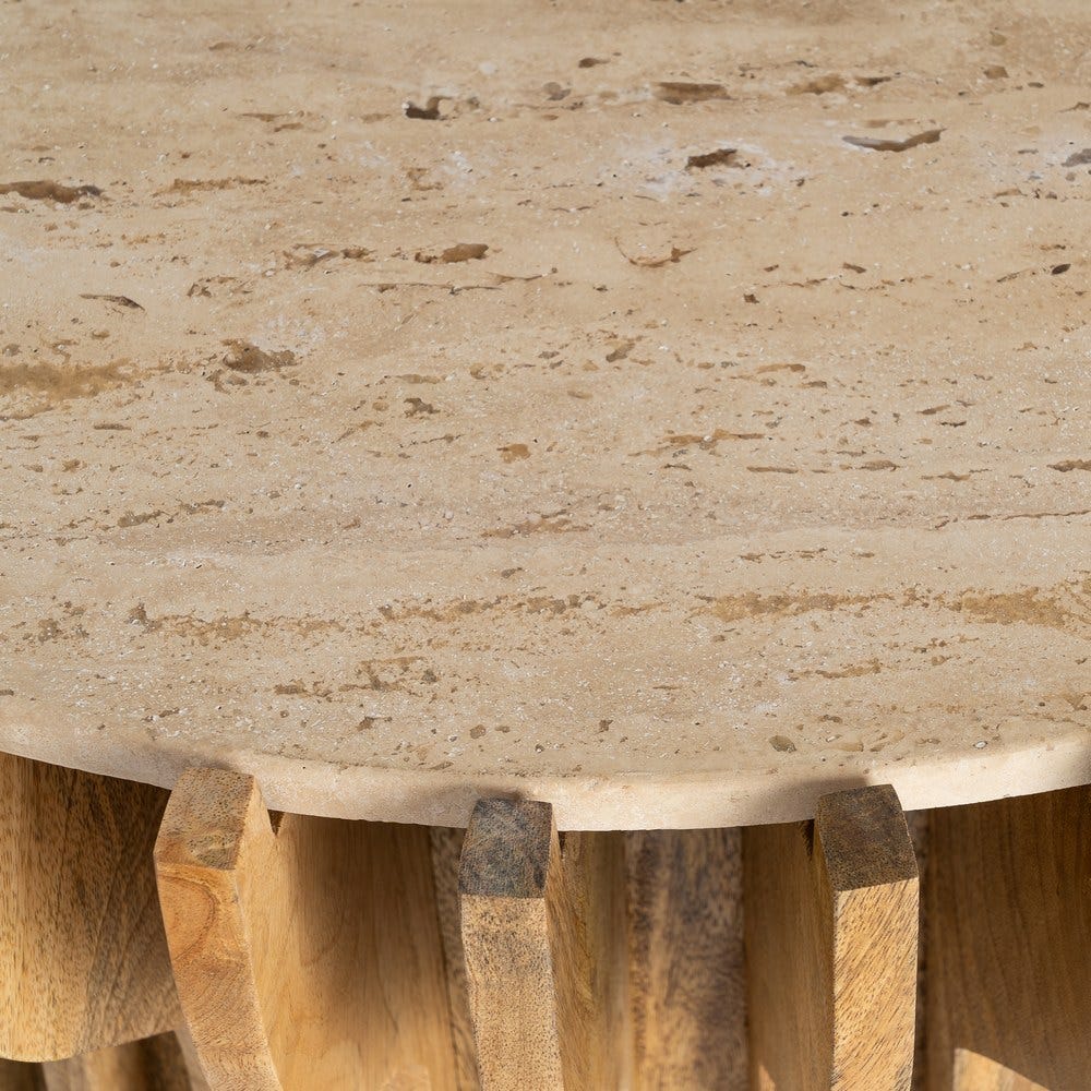 Table Basse Ronde Bois Et Marbre Ixia 78.5cm – Image 3