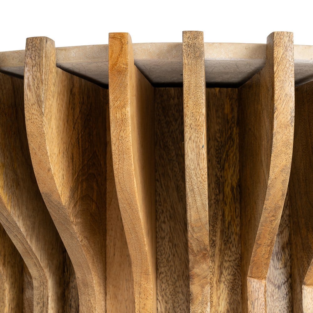 Table Basse Ronde Bois Et Marbre Ixia 78.5cm – Image 4