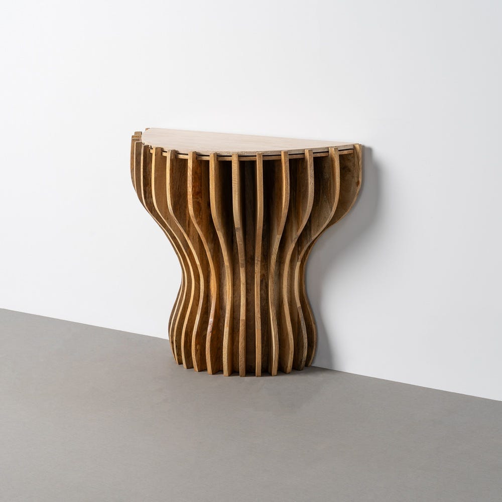 Console Marron Bois Et Marbre Ixia 92cm – Image 9