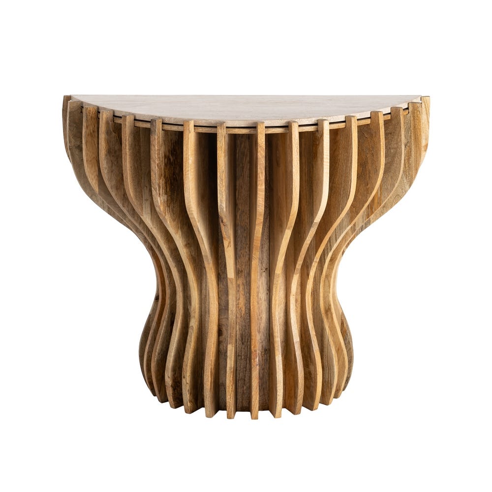 Console Marron Bois Et Marbre Ixia 92cm – Image 2
