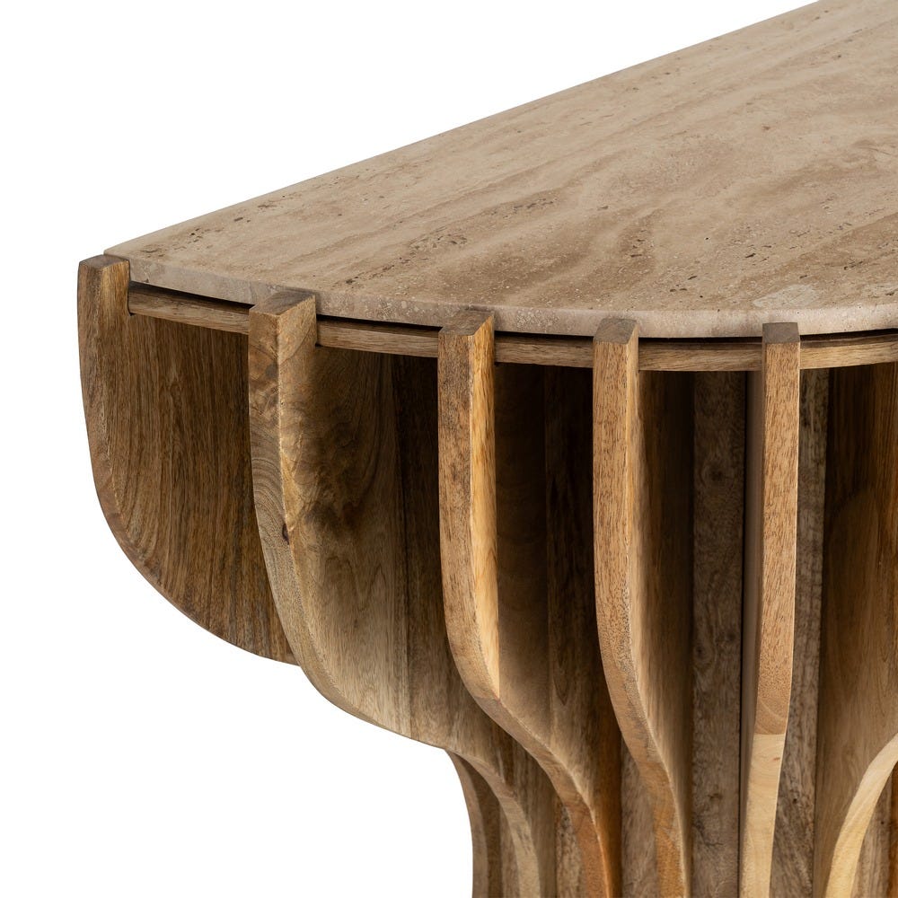 Console Marron Bois Et Marbre Ixia 92cm – Image 3
