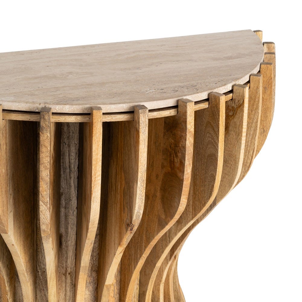 Console Marron Bois Et Marbre Ixia 92cm – Image 4