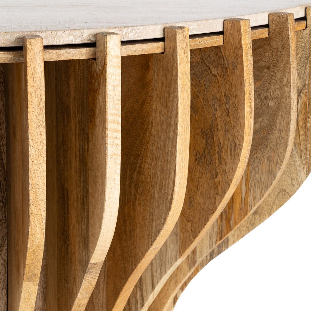 Console Marron Bois Et Marbre Ixia 92cm – Image 7