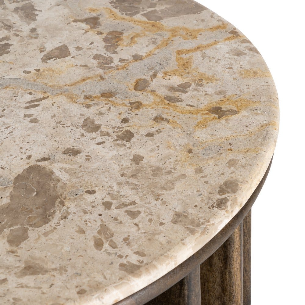 Table Basse Ronde Bois Marbre Ixia 90cm – Image 3