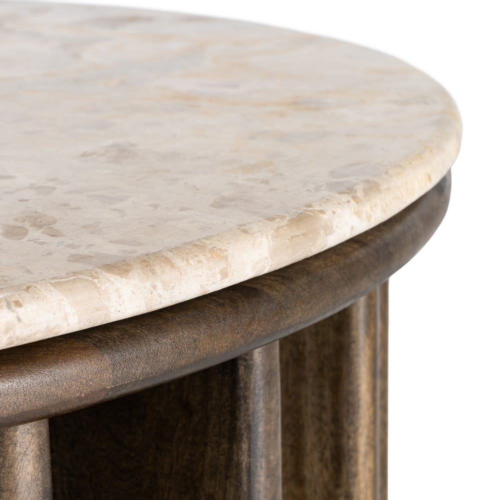 Table Basse Ronde Bois Marbre Ixia 90cm – Image 4