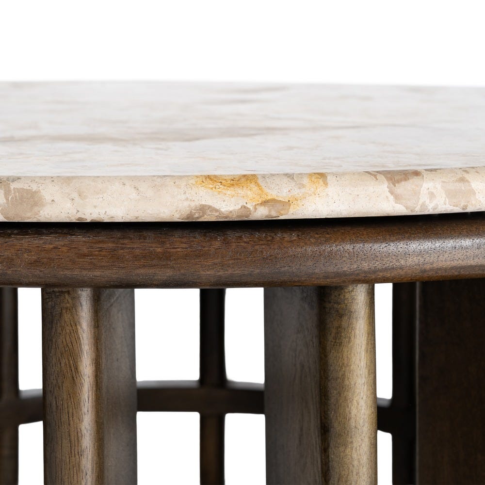 Table Basse Ronde Bois Marbre Ixia 90cm – Image 5