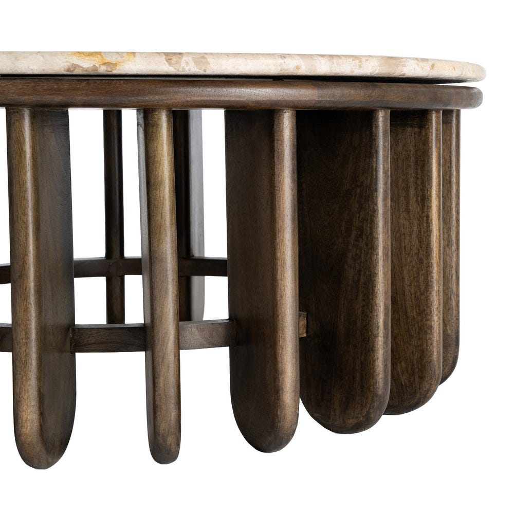 Table Basse Ronde Bois Marbre Ixia 90cm – Image 6